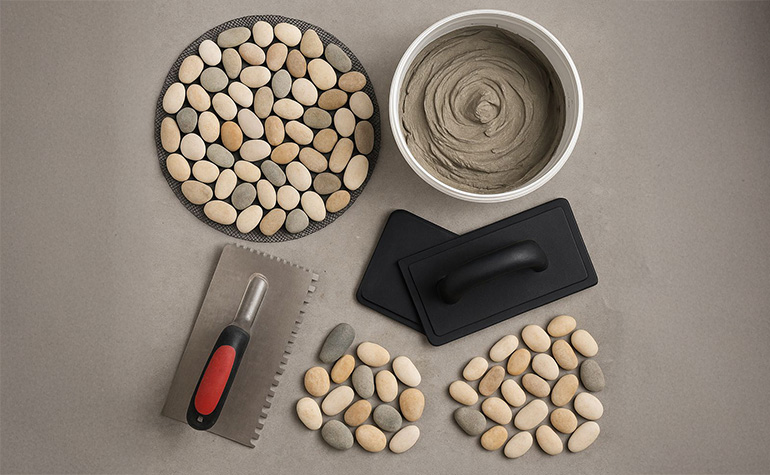 Pebble stone mosaic tiles